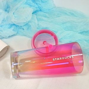 💕🆕 Starbucks Summer 2023 Bubblegum Pink Gradient Glass Cold Cup 🥤 (18